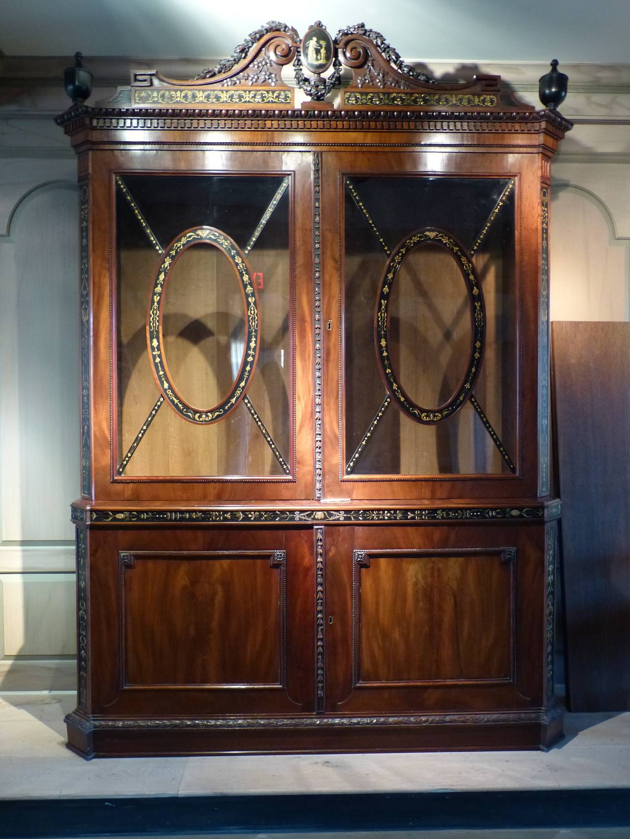 Dutch Grisaille Painted Bookcase