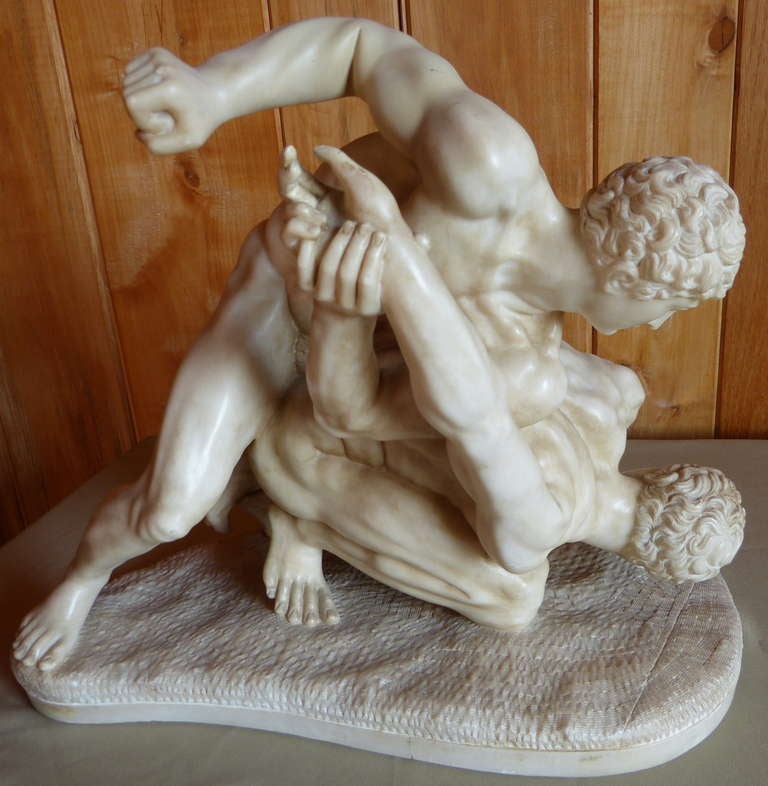 The Wrestlers Grand Tour Carrara Marble In Excellent Condition In Bantam, CT