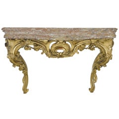 Louis XV Period Giltwood Rococo Console C. 1750 Louis XV Period Giltwood Rococo Console C. 1750
