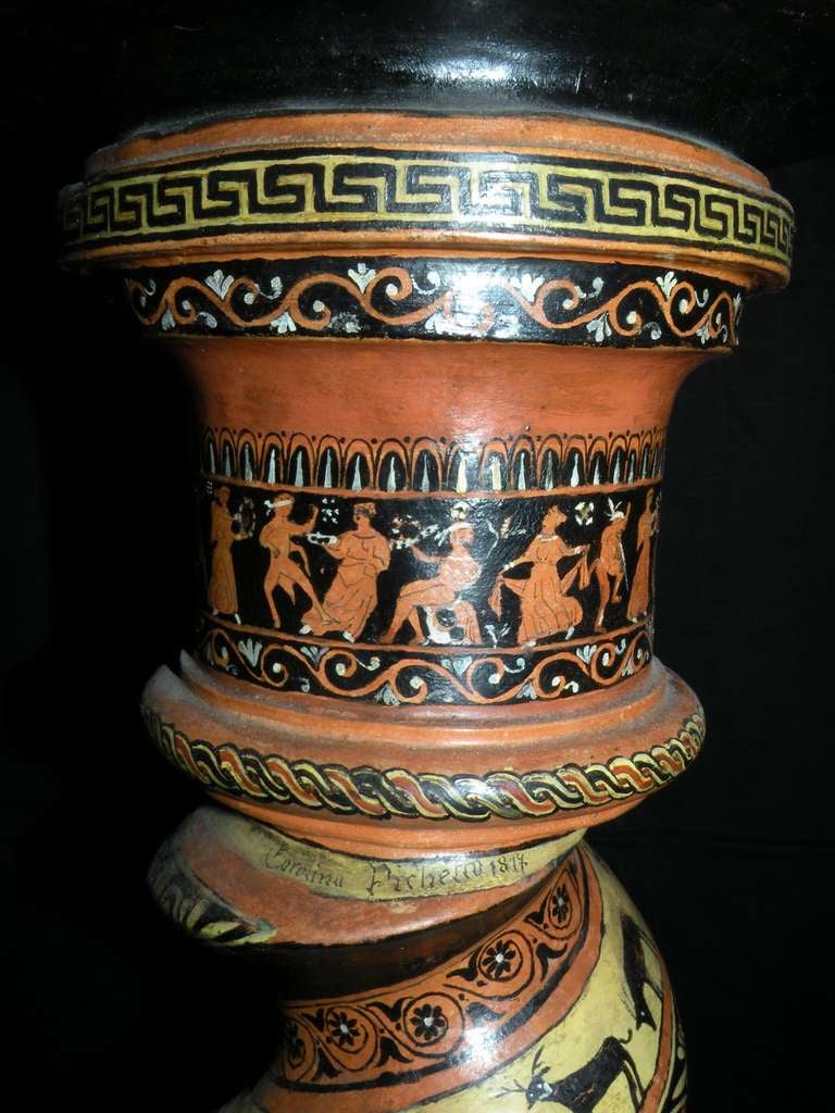 Italian Painted Terracotta Pedestal