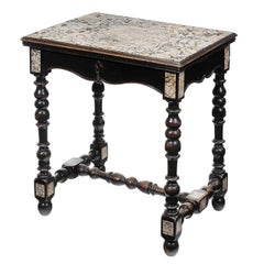 Antique 19th Century Louis XIII style  Ebonized petit Marble-Top Center Table