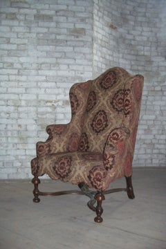 Antique English early 18th century William & Mary Wingback Chair