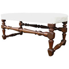 Italian Baroque 17th century walnut Bench 12
