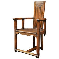 Gothic style linenfold Caquetoire Armchair 4