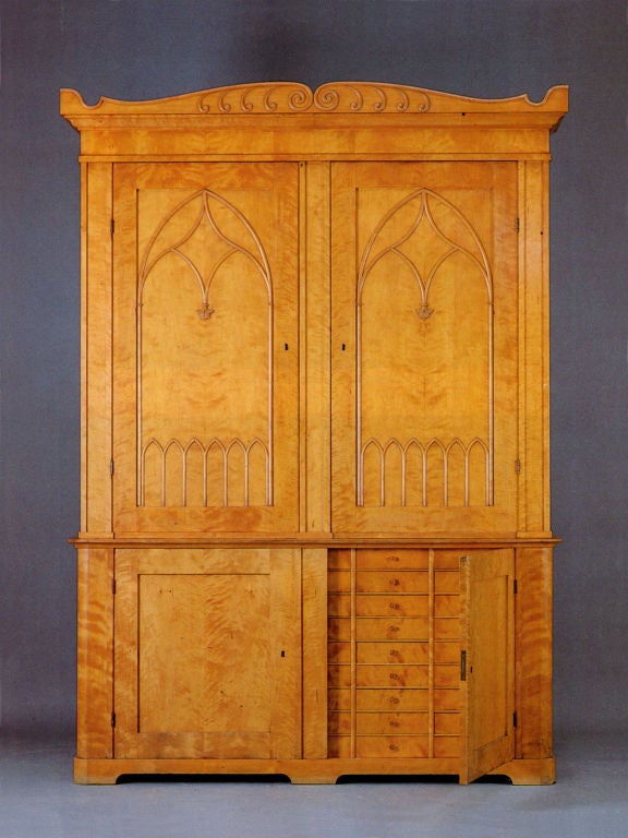 Gothic Revival Pair of Monumental Bookcases/Cabinets For Sale