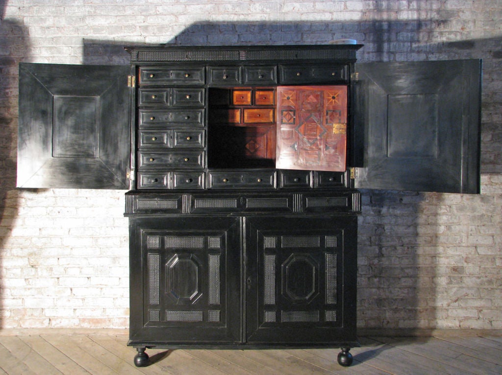 17th Century French late 17th century Louis XIV Ebonized Cabinet with Fitted Interior