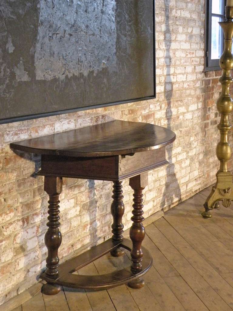 Baroque German rustic 18th century baroque demi-lune console table