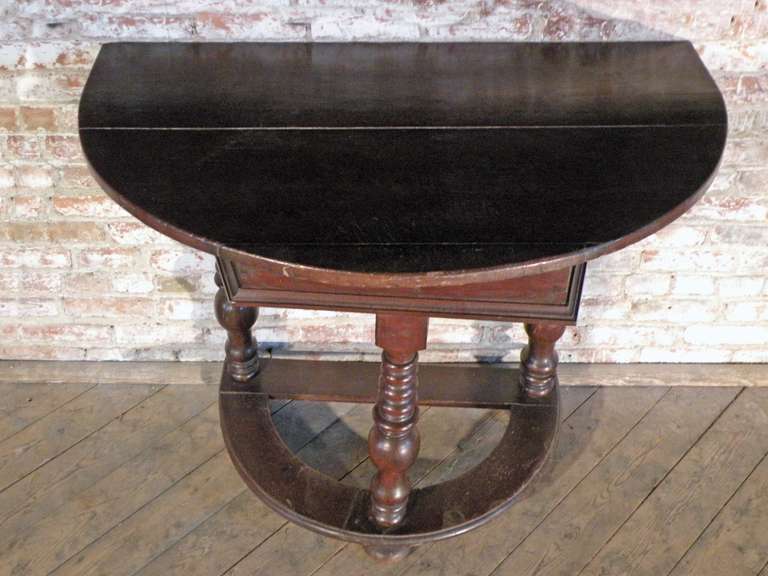 17th Century German rustic 18th century baroque demi-lune console table