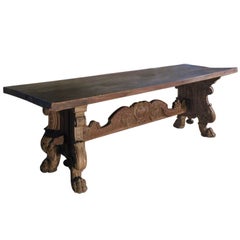 Antique Italian 19th century Renaissance Style walnut Refectory Table