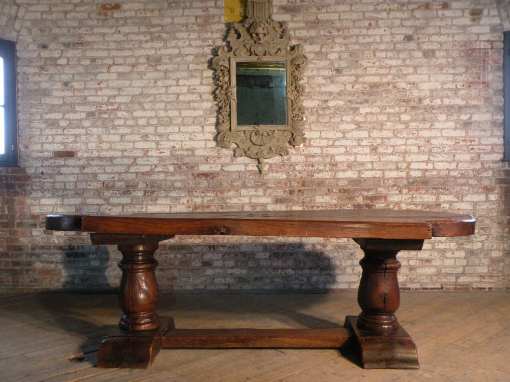 Massive 17th Century French Elm and Oak Trestle Table  In Good Condition For Sale In Troy, NY