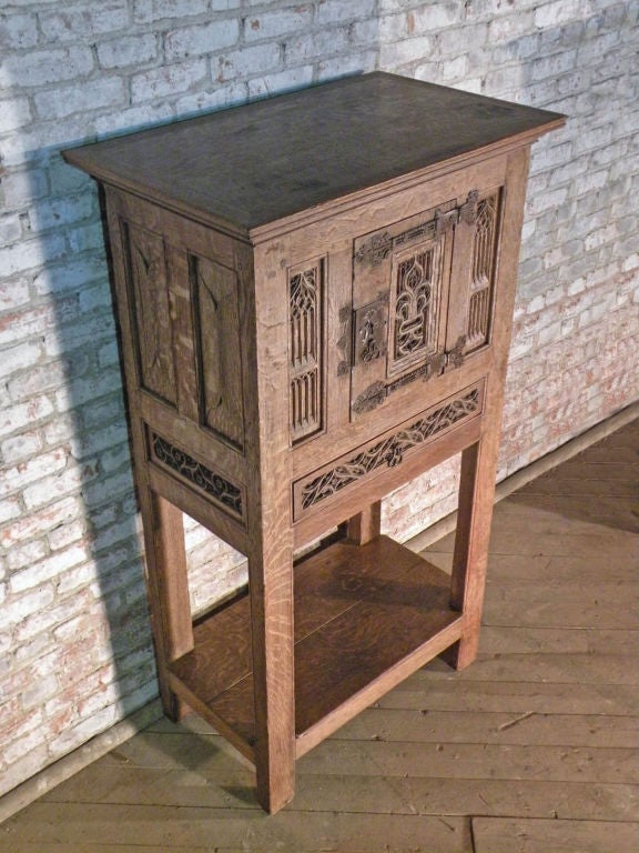 18th Century and Earlier French 16th and 19th Century Gothic Freestanding Oak Cabinet For Sale