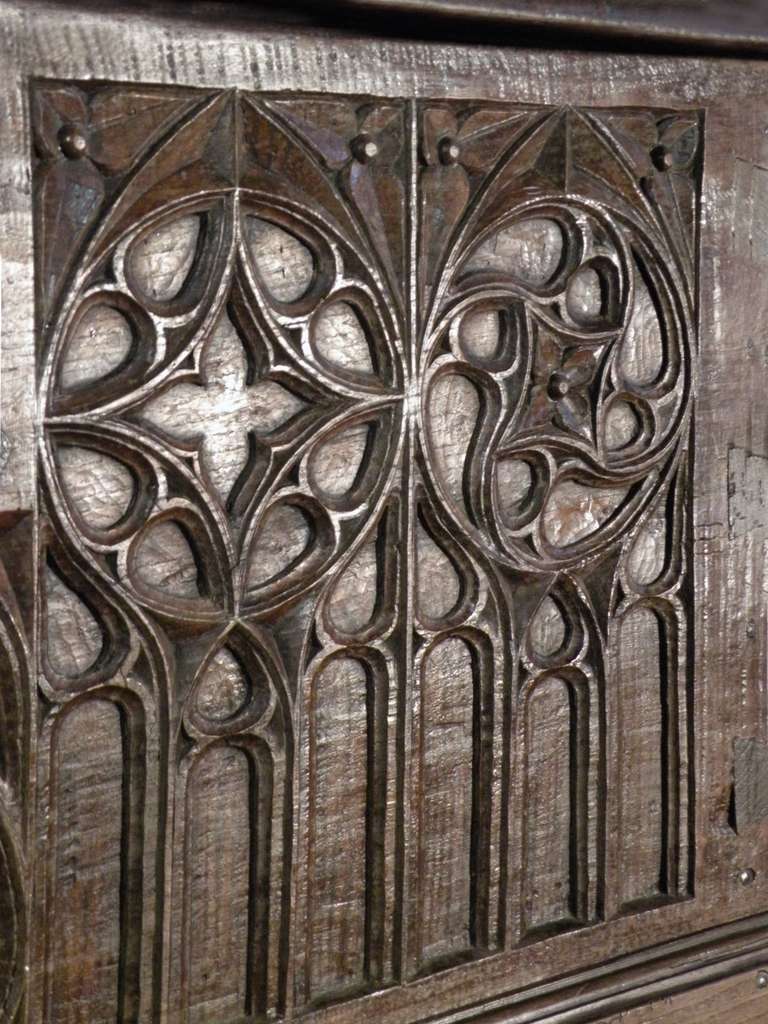 French Spanish late Gothic 16th century and later oak coffer / chest