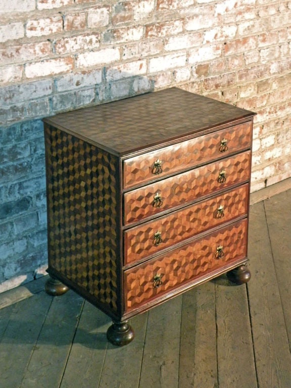 Neoclassical Rare late 18th century small Dutch Parquetry Commode For Sale