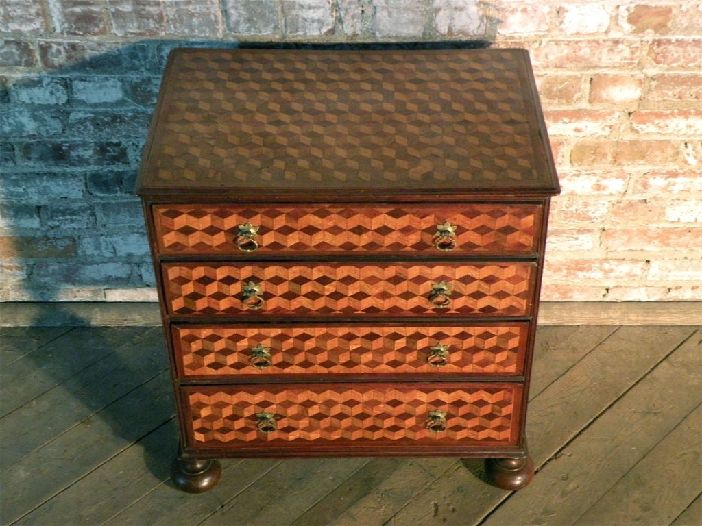 Rare late 18th century small Dutch Parquetry Commode In Good Condition For Sale In Troy, NY