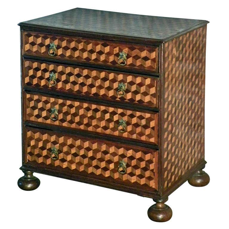 Rare late 18th century small Dutch Parquetry Commode For Sale at 1stDibs