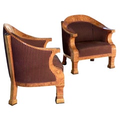 Pair of 19th century oversized Biedermeier Bergeres