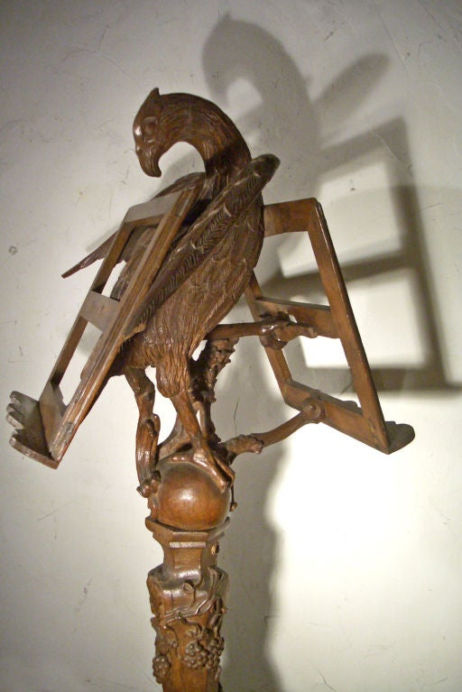 Régence Early 18th century tall French Louis XV Carved Oak Eagle Lectern For Sale