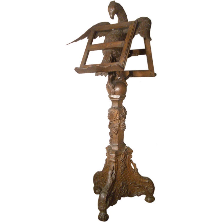 Early 18th century tall French Louis XV Carved Oak Eagle Lectern For Sale