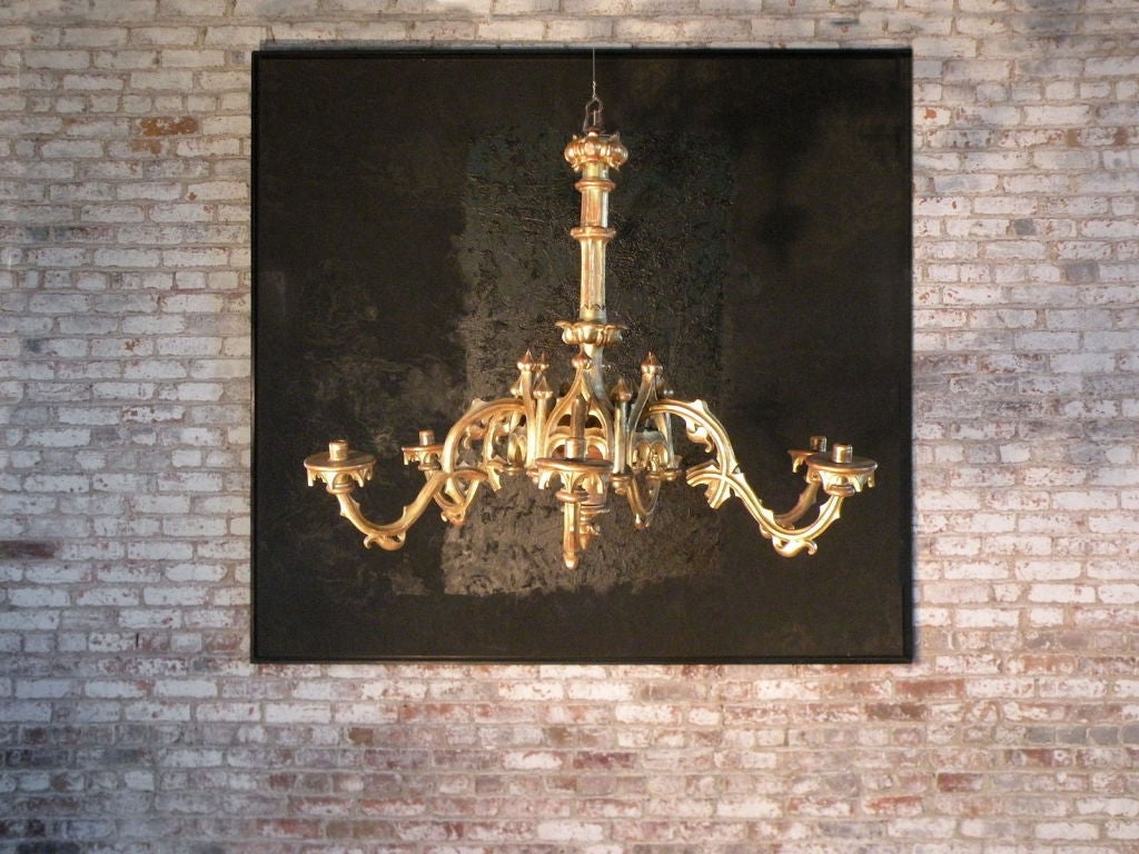 19th century Gothic revival Giltwood Chandelier In Good Condition For Sale In Troy, NY