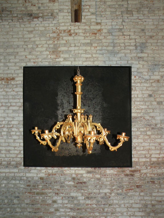 19th Century 19th century Gothic revival Giltwood Chandelier For Sale