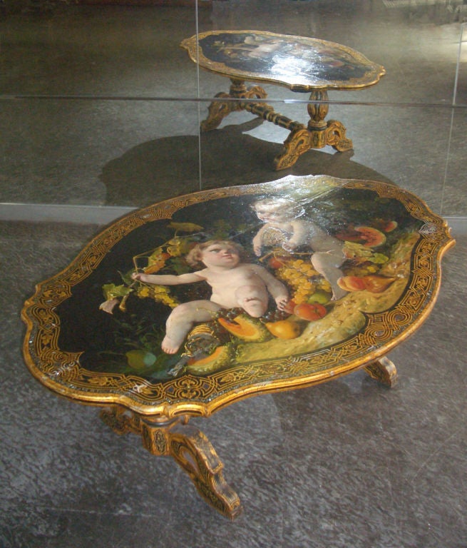 Baroque Italian 19th century Painted Low Coffee Table