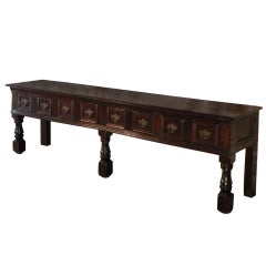 Antique Extraordinary Long English Jacobean Oak Dresser