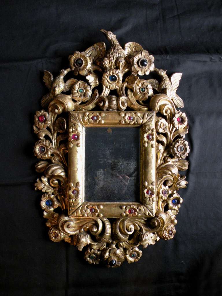 Unknown Pair of Spanish Colonial 18th century gilt and jeweled Mirrors