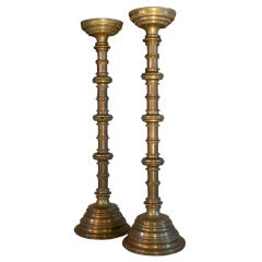 Pair of 19th Century Medieval Style Monumental Brass Candelabra 5