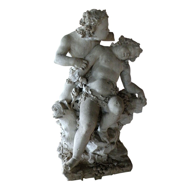 17th century Louis XIV Stone Sculpture of Playing Children