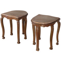 Antique Pair of 18th century Louis XV oak and faux marbleized Side Tables or Stools