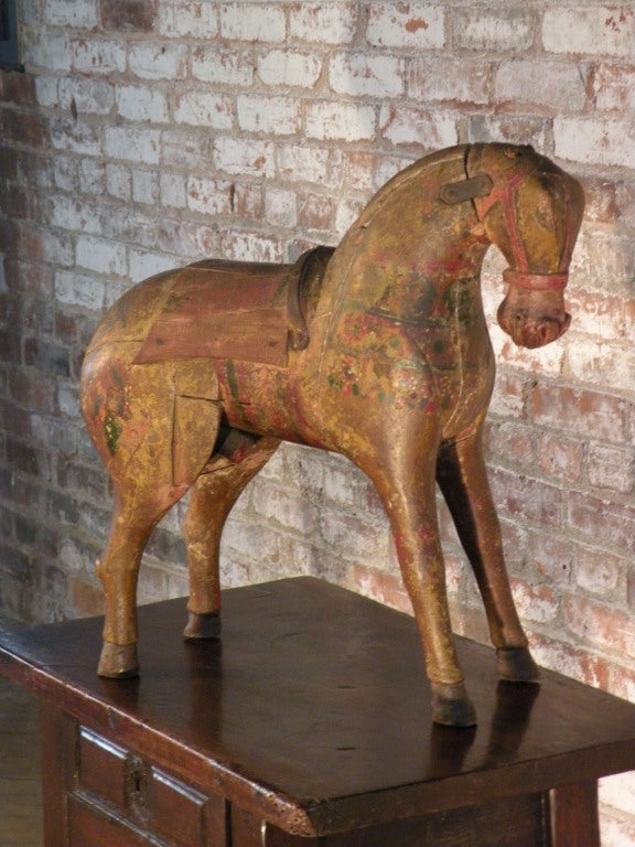Unknown 19th century Decorative Painted Folk Art Horse Sculpture
