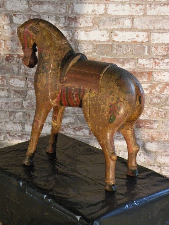 19th century Decorative Painted Folk Art Horse Sculpture In Good Condition In Troy, NY