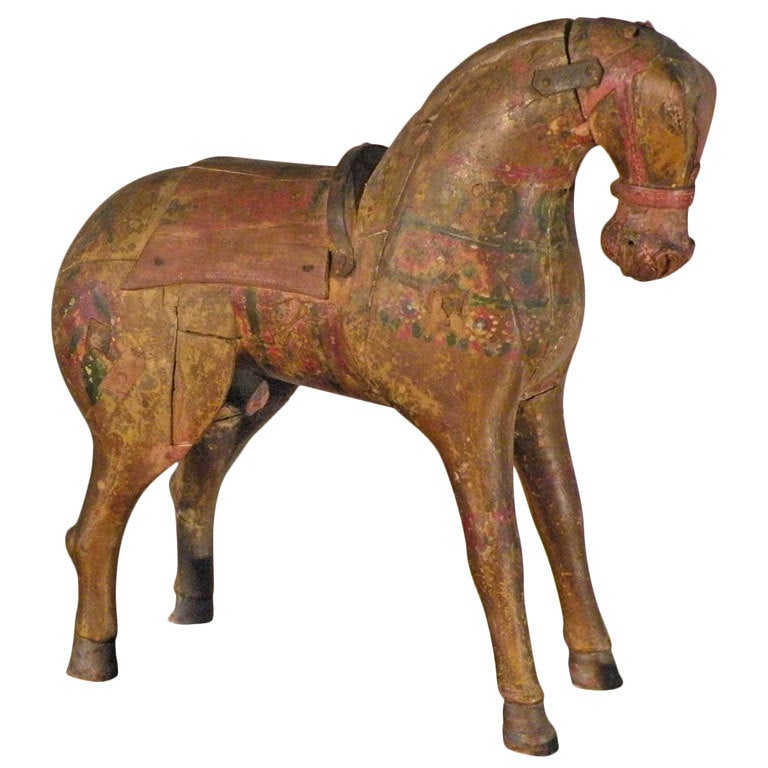 19th century Decorative Painted Folk Art Horse Sculpture