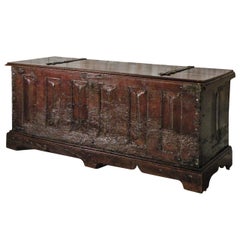 15th century French Medieval walnut Bookfold Coffer