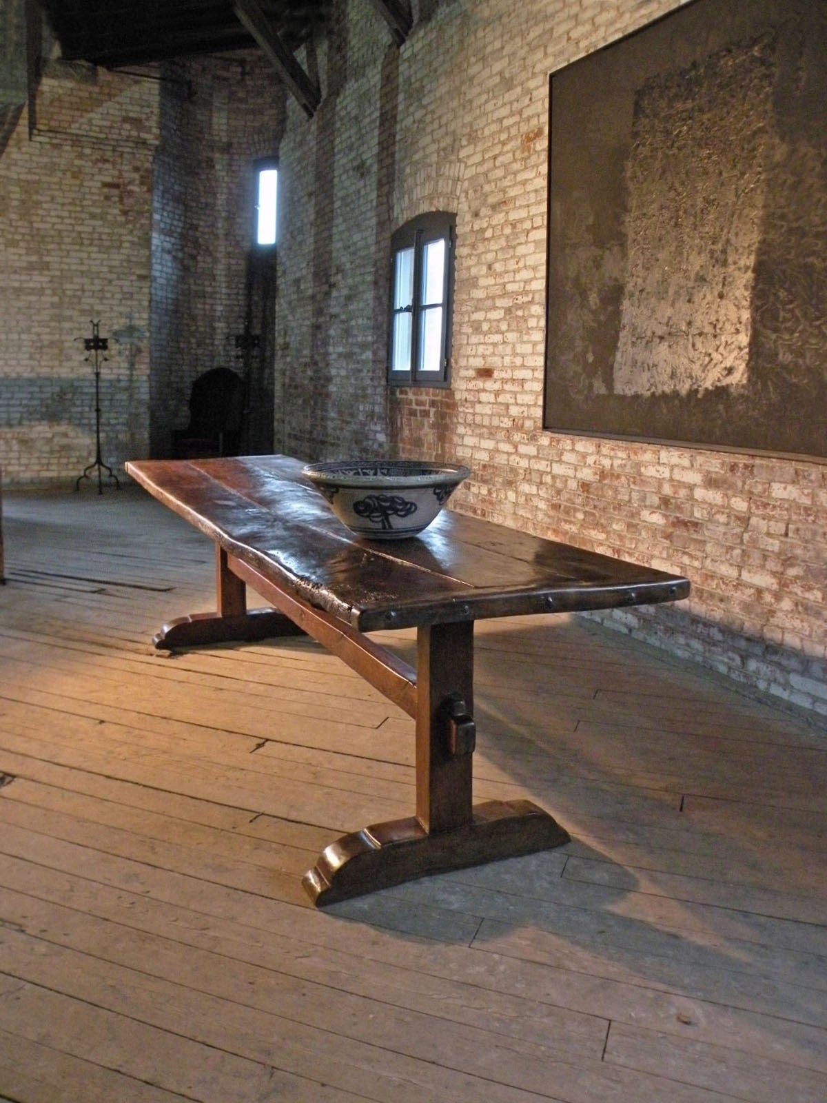 Table à tréteaux rustique anglaise du XVIIe siècle Bon état - En vente à Troy, NY