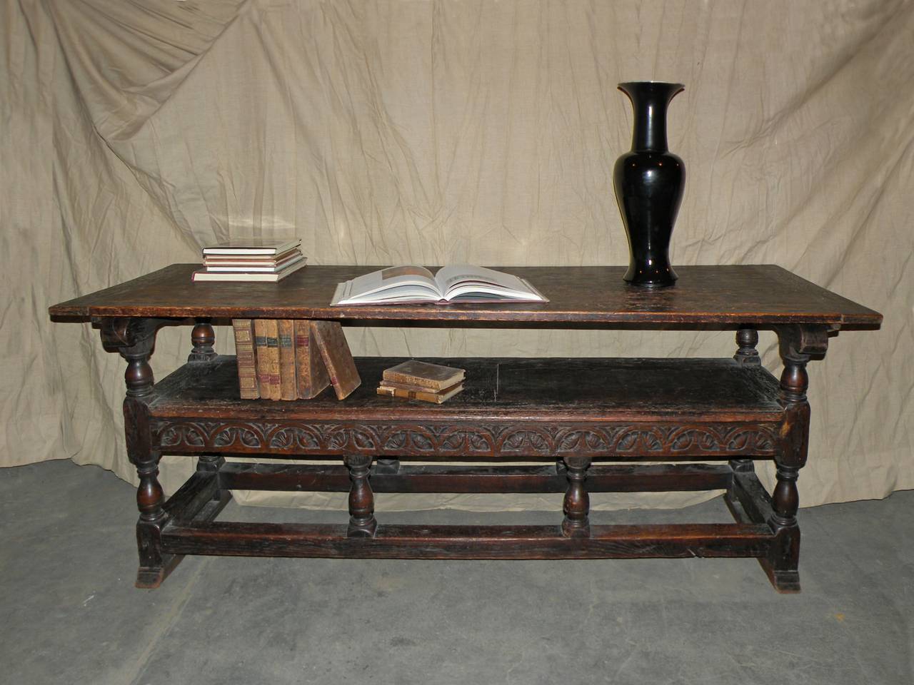 18th Century and Earlier English Jacobean Table and Bench
