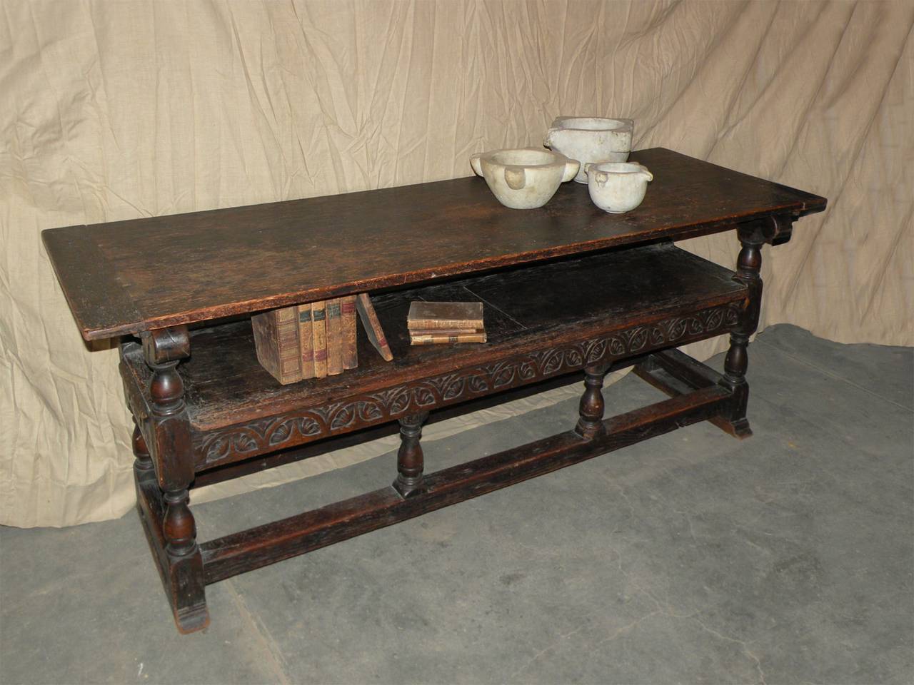 English Jacobean Table and Bench In Good Condition In Troy, NY