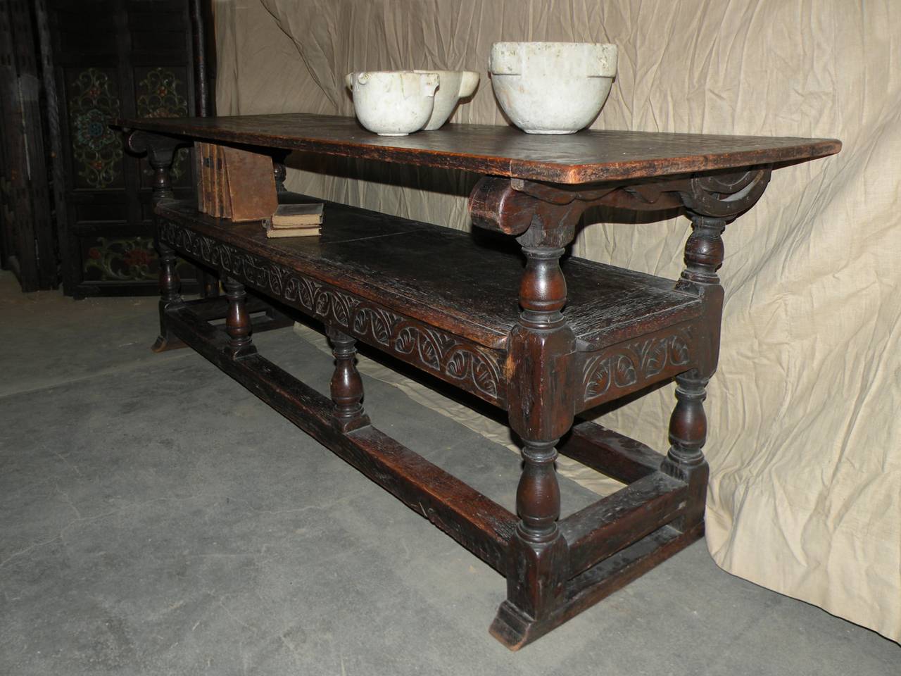English Jacobean Table and Bench 1