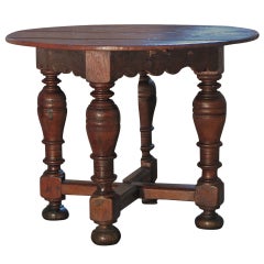 Used Dutch 18th century round Drop-Leaf Table or Demilune Console