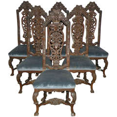 Set of Six Dutch Baroque style side Chairs 8