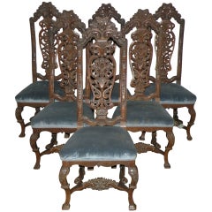 Set of Six Dutch Baroque style side Chairs