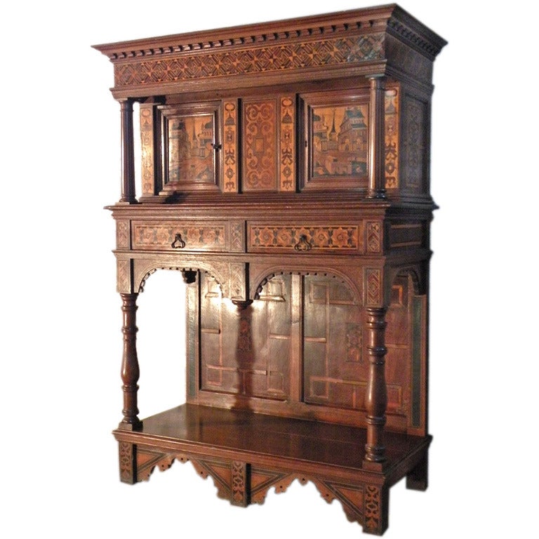 Dressoir alpin de style néo-baroque, 19e siècle, marqueté