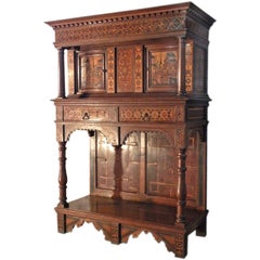 Alpine 19th century Baroque revival Inlaid Dressoir Cabinet