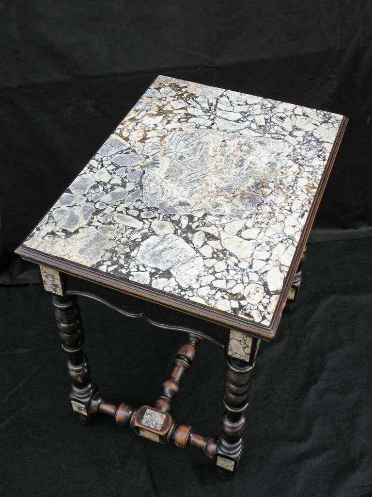 19th Century Louis XIII style  Ebonized petit Marble-Top Center Table For Sale 2