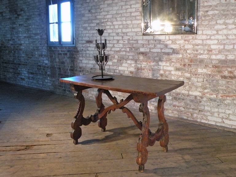 Spanish 17th Century Baroque Walnut Center or Console Table