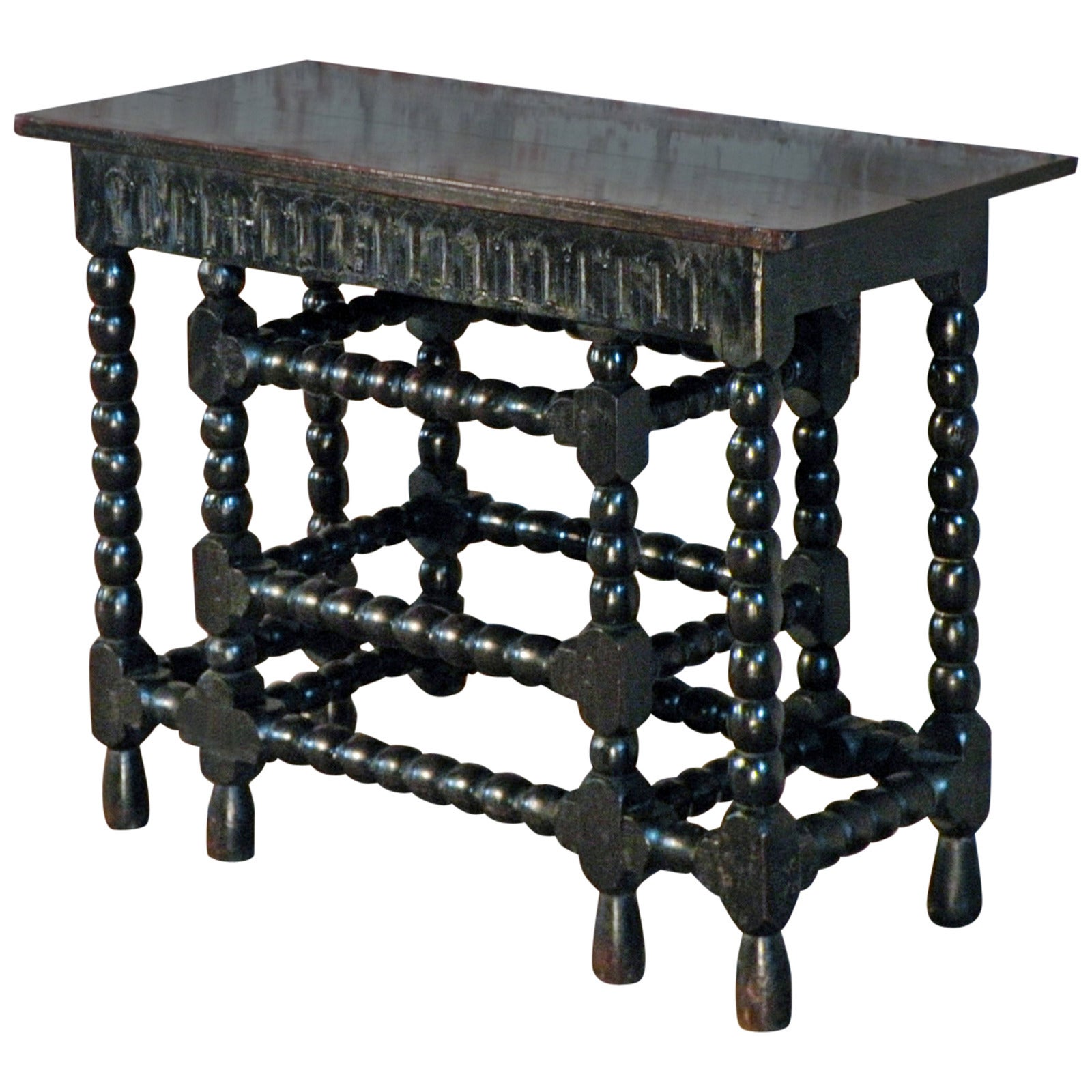 Franco-Flemish 17th Century Oak and Ebonized Console Table For Sale