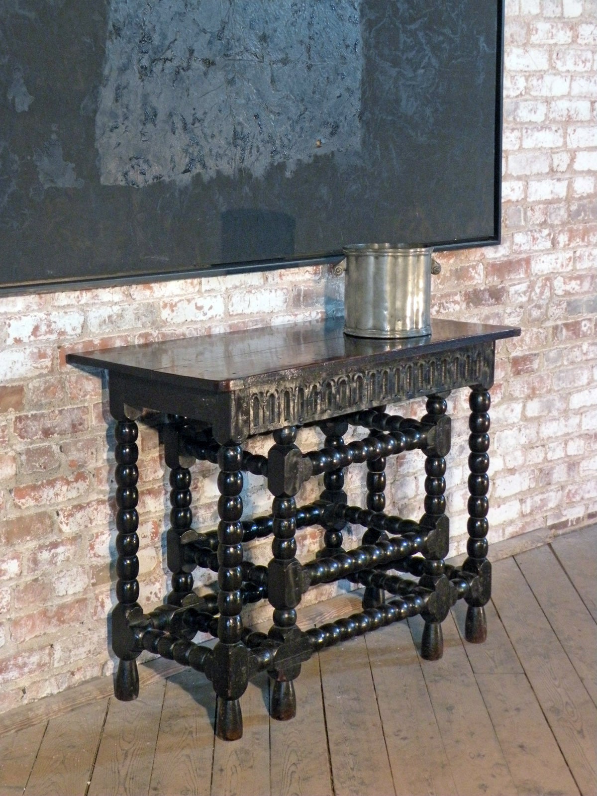 Franco-Flemish 17th Century Oak and Ebonized Console Table In Good Condition For Sale In Troy, NY