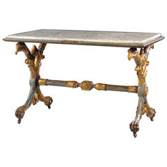 Italian Neoclassical 19th century painted and gilt marble top center table 6