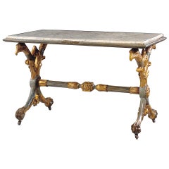 Italian Neoclassical 19th century painted and gilt marble top center table