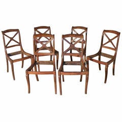 Set of Six Small 19th century Charles X Side Chairs